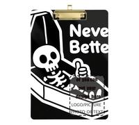 Skull Never Better - Cartella portablocco trasparente per allenatori di pallacanestro, 23,5 x 30,5 cm