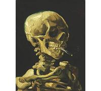 Skull of a Skeleton with a Burning Cigarette Black Paper Notebook: Vincent Van Gogh | Beautiful Blank Lined Composition Notebook for Taking Notes | ... | Large College Ruled Black Pages Journal