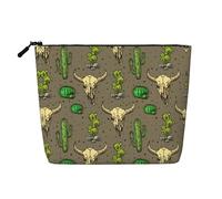 Skull of Bull e Cute Cactus Print Makeup Bag Cosmetic Bag per le donne Grande Capacità Viaggio Makeup Bag Zipper Pouch