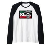 Skull Patriotic Mexican Siesta Pride Pride Vintage Latinx Maglia con Maniche Raglan