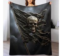 Skull Pirate Coperta in Pile Stampato in 3D, Super Morbida E Accogliente, Per Copertas Per Pisolino, Divano E Flannel Per Il Riscaldamento Della Casa, 130×180cm