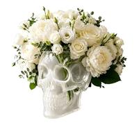 Skull Planter - Durable Resin Wall Mount Design | Wall Mount Floral Container | Goth Vase For Home Decor Indoor Outdoor Bedroom Patio Door Gate Living Room Decoration And Plant Display