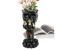 Skull Planter - Skull Decorations, Table Decor Don’t Listen,Read,Tell Design, Skulls Decorations With Garden Decoration, Gothic Home Decor Flower Pot, For Desk Table Shelf Indoor Outdoor Display