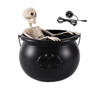 Skull Potion Witch Cauldron - Bottiglie Di Pozione E Diffusore | Ciotola Di Streghe Di Plastica Nera | Statue Decorative Con Luce A Corda Per Collettori Interni All'aperto Bambini Per Adulti Festival