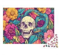 Skull Puzzle A 1000 Pezzi Per Adulti, Puzzle A 1000 Pezzi Snake And Flowers Grandi Regali Per La Decorazione Della Casa 70x50cm/1000pcs