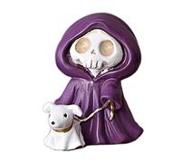 Skull Reaper Statua - Grim Dog Walking Figurina, Display di Halloween | Accento Scaffale Scheletro Fantasy Accento, Ornamento Vacanza Divertente con Design per Ingresso TV