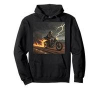 Skull Rider in Tempesta con Sentieri di Fuoco Felpa con Cappuccio