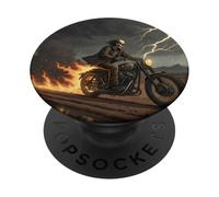 Skull Rider in Tempesta con Sentieri di Fuoco PopSockets PopGrip Adesivo