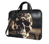 Skull Rock Roll Skeleton Bone Print Borsa per computer portatile, tracolla imbottita, semplifica il tuo quotidiano, ideale per viaggi di lavoro, nero, 14 inch