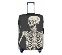 Skull Rock Roll Skeleton Bone Print Elastic Luggage Cover,copertura bagagli personalizzata con cerniera., bianco, L