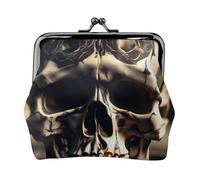 Skull Rock Roll Skeleton Bone Print Squisito Kiss Lock Portafoglio compatto versatile portamonete da donna piccolo sacchetto con cerniera