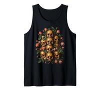 Skull Rose Bouquet Dark Gothic Vanitas Art Floral Canotta