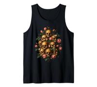 Skull Rose Bouquet Dark Gothic Vanitas Art Floral Canotta