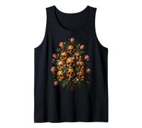 Skull Rose Bouquet Dark Gothic Vanitas Art Floral Canotta