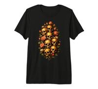 Skull Rose Bouquet Dark Gothic Vanitas Art Floral Maglietta Premium
