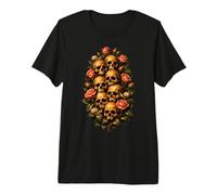 Skull Rose Bouquet Dark Gothic Vanitas Art Floral Maglietta Premium