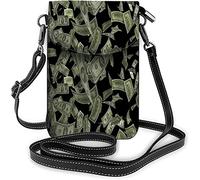 Skull Roses Borsa piccola per cellulare Bloom Flower Horror Bone Borsa a tracolla Rock-N-Roll per portafogli da donna Nero Bianco