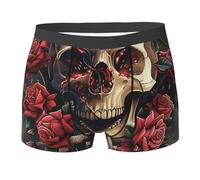 Skull Roses Snakes Crossed Old Vintage Uomo Boxer A Pantaloncino Morbido Boxer Resistente Mutande per Sport Estivo Quotidiano S