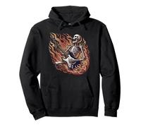 Skull Skeleton Metalhead Suonare Chitarra Musica Rock Metal Felpa con Cappuccio