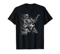 Skull Skeleton Metalhead Suonare Chitarra Musica Rock Metal Maglietta