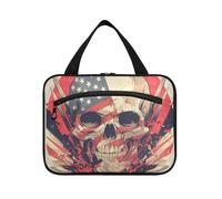 Skull Steel 4th Of July Independence Day appeso grande borsa da toilette da viaggio con gancio, essenziale di design borse per il trucco per accessori da viaggio per le donne campeggio maletín para