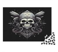 Skull Tattoo Design-Gothic Skull Art Style 1000 Piece Fun Present Skull with Wings And Crown for Adults & Kids Activity for Home Gift 38x26cm/1000pcs