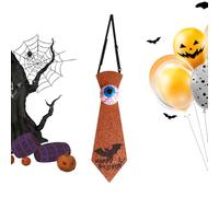 Skull Tie, Halloween Light-Up Bow Tie, Bat Pattern Neck Accessory, 1 Piece Black with Red LED Eyes, Adjustable Costume Fit, Spooky Party Wear for Cosplay Exhibition Men Youth Stage Performance