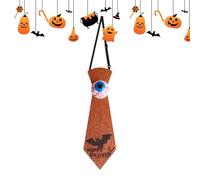 Skull Tie, Lighted Eyeball Halloween Bow Tie with Bat Pattern Collar, Glow-in-the-Dark Costume Accessory for Men, Youth, Cosplay, Exhibitions, Stage Shows, and Halloween Parties