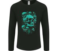 Skull Time Gothic Heavy Metal Rock Music Biker Uomo Manica Lunga T-Shirt
