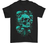 Skull Time Gothic Heavy Metal Rock Music Biker Uomo T-Shirt 100% Cotone