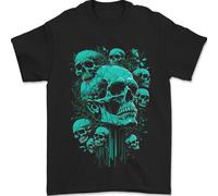 Skull Time Gothic Heavy Metal Rock Music Biker Uomo T-Shirt 100% Cotone