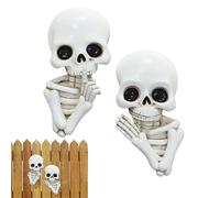 Skull Wall Sculpture, Resin Peeping Pose Gothic Skulls Statue, 6.6cm/2.59 Inches 451g Corner Door Decor Accent for Dorm, Haunted House, Wedding, Halloween Party, Workplace Display