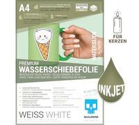 SKULLPAPER® Pellicola scorrevole ad acqua bianca per stampanti a getto d'inchiostro - sottile decalcomania fai da te - pellicola scorrevole a umido per ceramica, vetro, candele, metallo, plastica,