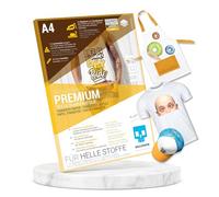 SKULLPAPER Premium A4 T-Shirt Tessile Transfer Film per tessuti di colore chiaro - incl. 200 + modelli di motivo gratis - per stampante laser (10 fogli)