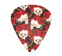 Skulls and Roses Confezione da 12 plettri per chitarra, include calibri sottili, medi e pesanti 3 misure per plettri elettrici per chitarra acustica