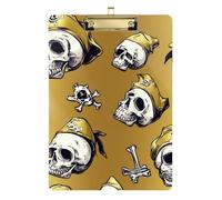 Skulls Pirate Scarlet Gold Acrilico Appunti Chiude Lettera Standard A4 Formato Trasparente per Clip Board Insegnante Oro 30,5 x 22,9 cm Tabla para escribir con Clip