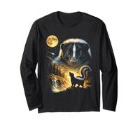 Skunk Howling to The Moon Meme Funny Skunk degli Anni '90 Maglia a Manica