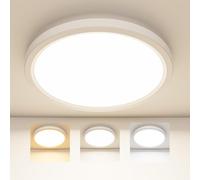 SKUTZTEK Plafoniera LED Soffitto, Lampada da soffitto 3 colori 3000K/4000K/6500K, Moderno Plafoniera Bagno Ultrasottile Rotonda IP44 Impermeabile, per bagno, soggiorno, camera da letto, cucina (39cm)