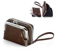 SKvoen Piccolo portafoglio 2 in 1 da donna in pelle PU portafogli per contanti da donna con cerniera portamonete porta carte di credito con 12 scomparti per soldi da donna, caffè, Caffè, Elegante