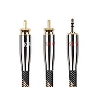 SKW Audiophiles Cavo Jack a 2RCA con HiFi Suono, rame di elevata purezza Cavo RCA Jack 3,5 Maschio Compatible con Smartphone, PC, Tablet, MP3, Amplificatore, Impianto Stereo, Home Theatre -5M
