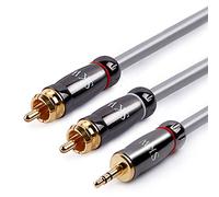 SKW Audiophiles Cavo Jack a 2RCA con HiFi Suono, rame OFC Cavo RCA Jack 3,5 Maschio Compatible con Smartphone, PC, Tablet, MP3, Amplificatore, Impianto Stereo, Home Theatre (5M, grigio)