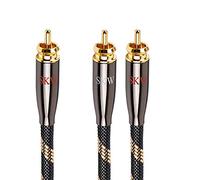 SKW Cavo audio subwoofer Y cable maschio a 2 maschio subwoofer Y cable, cavo audio stereo, cavo di segnale ad alta fedeltà con diametro di 6,0 mm (5m, nero)