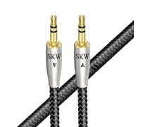 SKW Cavo Aux di alta gamma (suono Hi-Fi), fili di rame e argento Cavo Jack da 3,5 mm/Cavo per cuffie, auto, telefono cellulare, PC, altoparlante, stereo, lettore MP3-5M