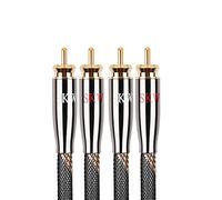 SKW, Cavo RCA da 2RCA maschio a 2RCA maschio per audiofili, per sistemi HiFi, con cavo di interconnessione con diametro di 7 mm (lunghezza di 2m, colore nero, in nylon)