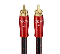SKW Cavo RCA per subwoofer,rame OFC - Cavo coassiale digitale RCA a doppia schermatura con PVC + tessuto di cotone per subwoofer, ricevitore AV,amplificatore,home theater(5m,rosso)