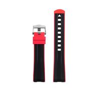 SKXMOD 20mm per Omega Seamaster 300 cinturino per orologio con estremità curva cinturino per orologio cinturino in gomma siliconica liquida a doppio colore cinturino morbido(Black Red 4)