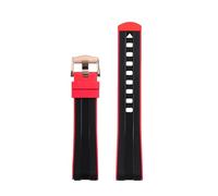 SKXMOD 20mm per Omega Seamaster 300 cinturino per orologio con estremità curva cinturino per orologio cinturino in gomma siliconica liquida a doppio colore cinturino morbido(Black Red 3)