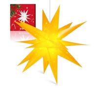 Sky angle 3D Weihnachtsstern Beleuchtet Batterie mit Timer für Fenster - 45cm Dekorieren von Weihnachtsbaum, Gelb led Weihnachtsstern für Innen, Außen, Innenhof, Balkon Und Garten