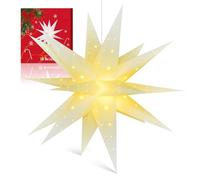 Sky angle 3D Weihnachtsstern Beleuchtet Batterie mit Timer für Fenster - 45cm Dekorieren von Weihnachtsbaum, Weiße led Weihnachtsstern für Innen, Außen, Innenhof, Balkon Und Garten