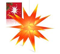Sky angle 3D Weihnachtsstern Beleuchtet Batterie mit Timer für Fenster - 45cm Leuchtstern Stern Zum Dekorieren von Weihnachtsbaum, Rot Gelb led Weihnachtsstern für Innenhof, Balkon Und Garten